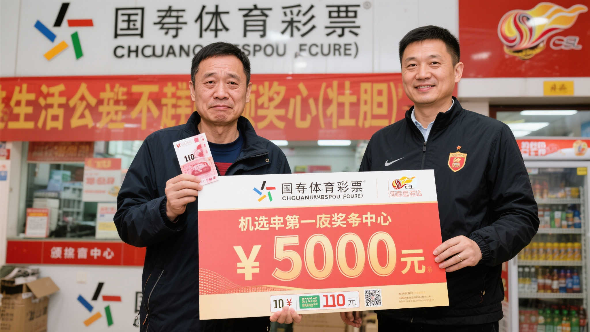 10元机选喜中500万大奖 球迷邀站主同行领奖壮胆